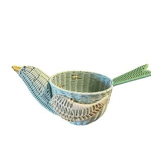Handcrafted bird Shaped Pet Basket - Green and Yellow